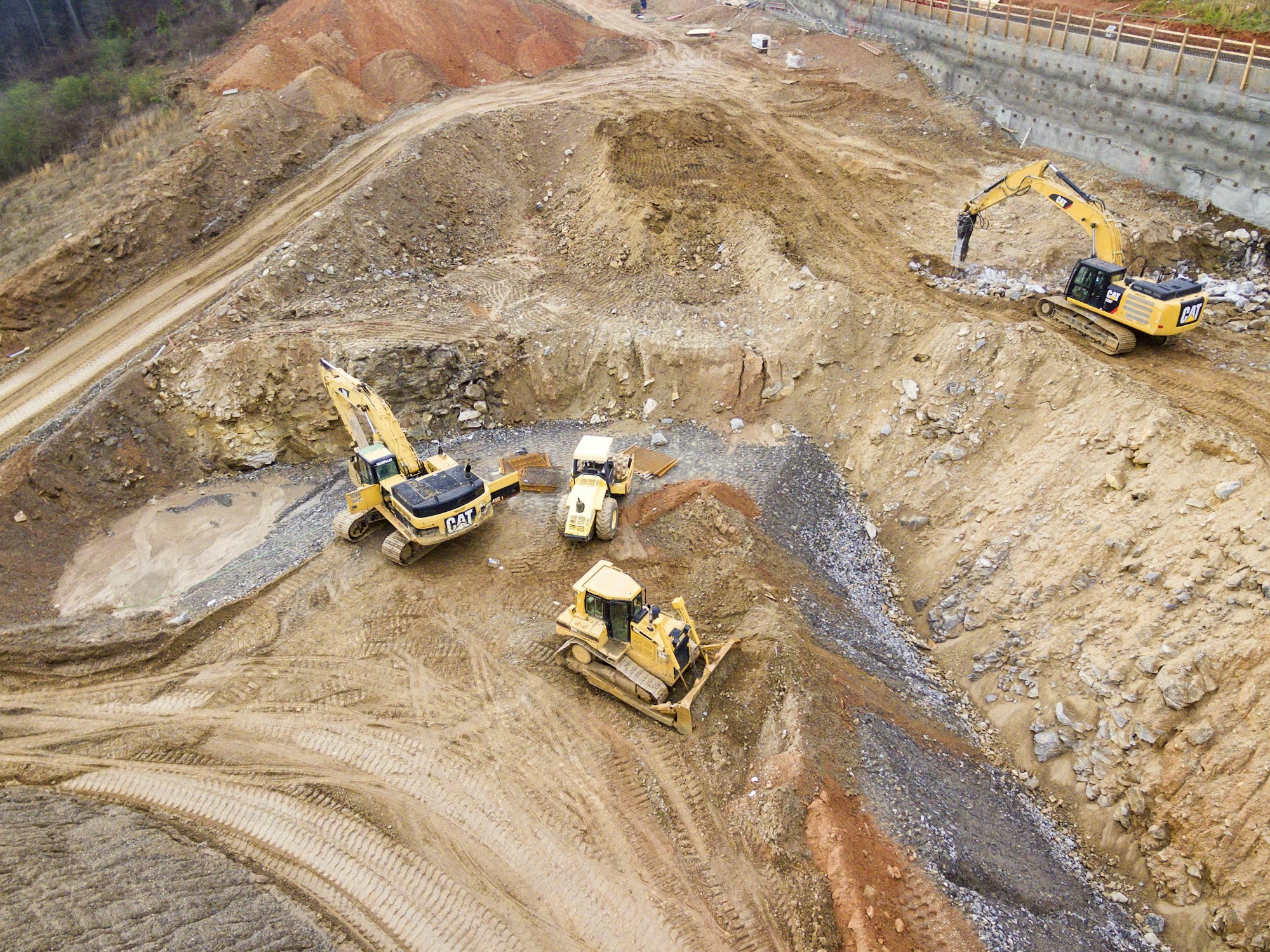Heavy equipment quarrying limestone for agricultural lime